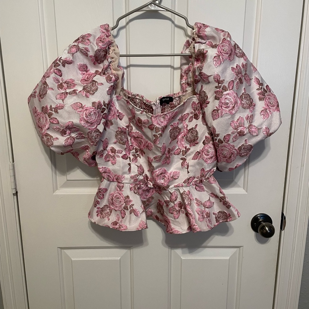 Pink Puff Sleeve Blouse